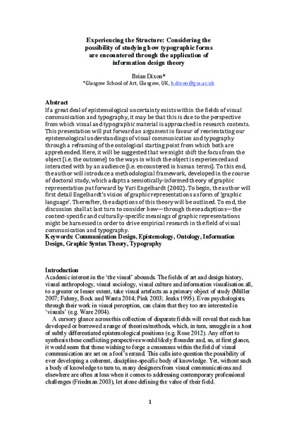 Experiencing the Structure: Considering the Possibility of Studying How Typographic Forms are Encountered Through the Application of Information Design Theory