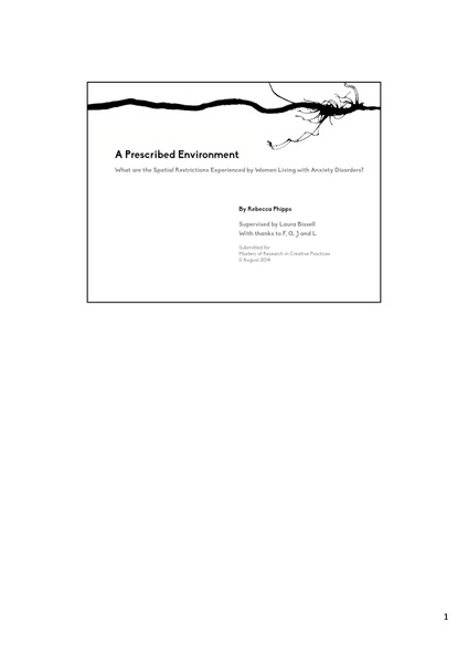 A Prescribed Environment - What are the Spatial Restrictions Experienced by Women Living with Anxiety Disorders?