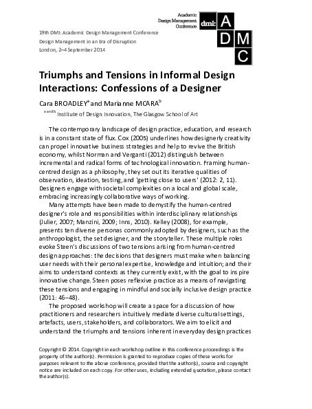 Triumphs and Tensions in Informal Design
Interactions: Confessions of a Designer