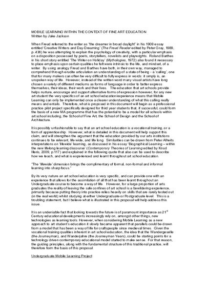 Mobile Learning Within The Context of Fine Art Education