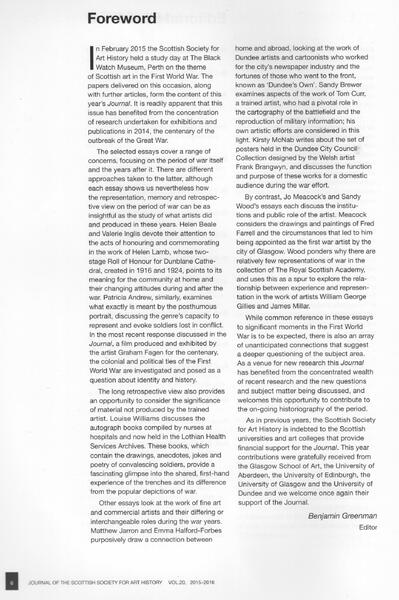 Special Issue: Scottish Art in the Great War