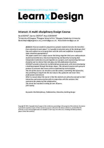 Interact: A multi-­‐disciplinary design course