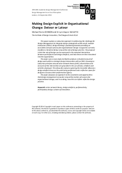 Making Design Explicit in Organisational Change: Detour or Latour