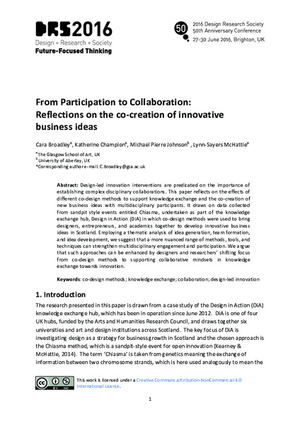 From Participation to Collaboration: Reflections on the Co-Creation of Innovative Business Ideas