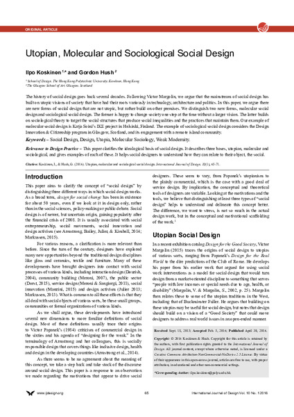 Utopian, Molecular and Sociological Social Design