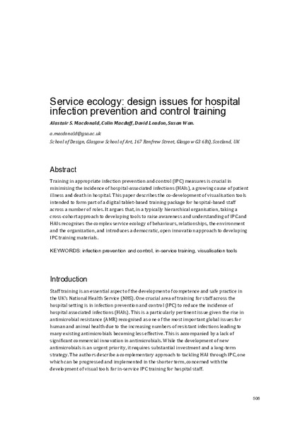 Service ecology: design issues for hospital infection prevention and control training