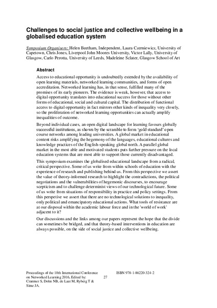 Challenges to social justice and collective wellbeing in a globalised education system: introduction