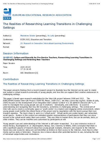 The Realities of Researching Learning Transitions in Challenging Settings