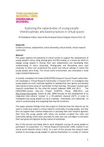 Exploring the subjectivities of young people: interdisciplinary visual arts-based practices in virtual spaces [Invited Guest Speaker]