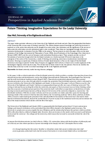 Future Thinking: Imaginative Expectations for the Leaky University