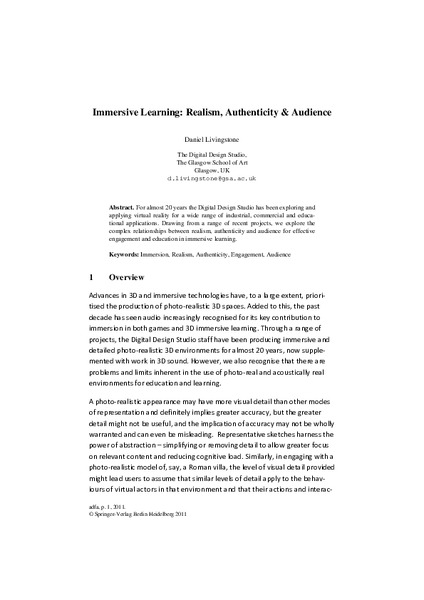 Immersive Learning: Realism, Authenticity & Audience