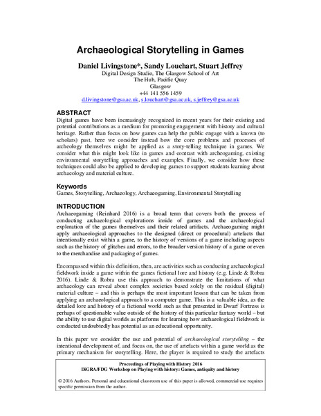 Archaeological Storytelling in Games