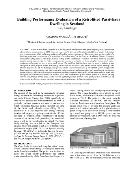 Building Performance Evaluation of a Retrofitted Dwelling in Scotland