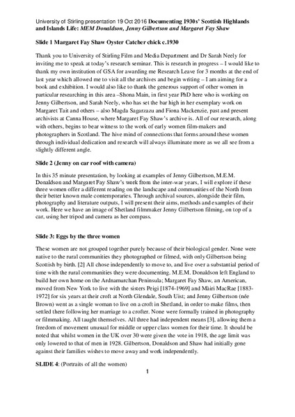 Documenting 1920s-40s Scottish Highlands and Islands life: M.E.M. Donaldson, Jenny Gilbertson and Margaret Fay Shaw