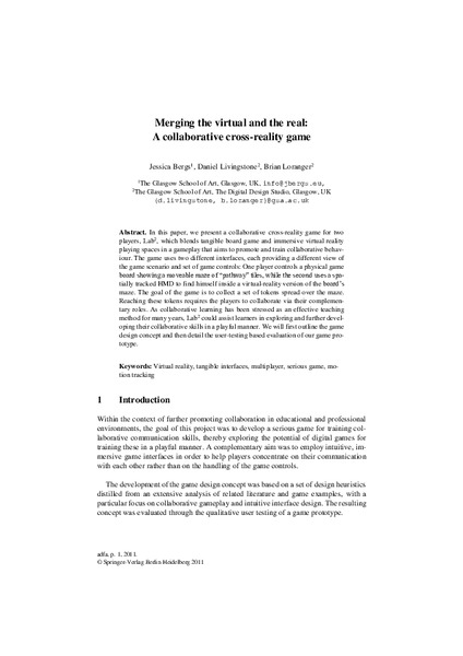 Merging the virtual and the real: A collaborative cross-reality game