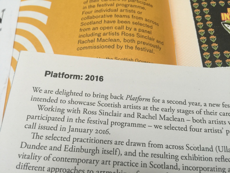 Edinburgh Art Festival, Platform: 2016, invited co-curator.