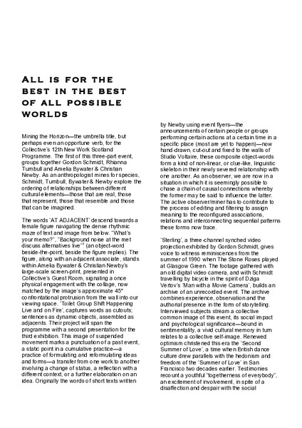 All is for the best in the best of all possible worlds