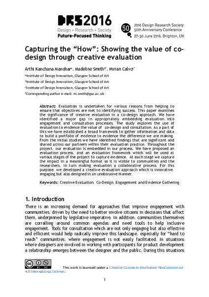 Capturing the “How”: Showing the value of co-design
through creative evaluation