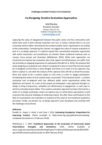 Co-­Designing Creative Evaluation Approaches