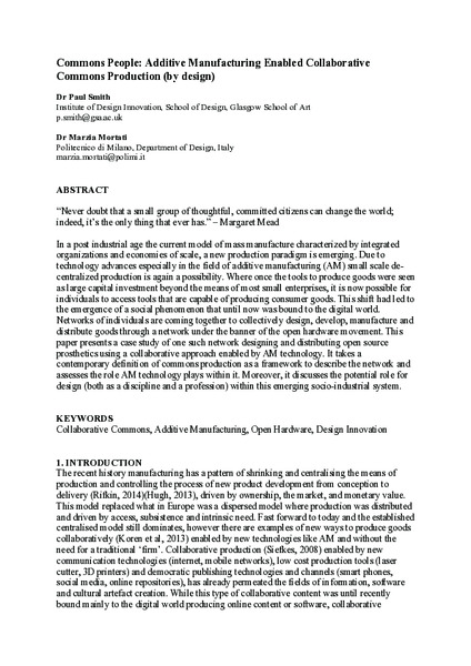 Commons People: Additive Manufacturing Enabled Collaborative Commons Production (by design)