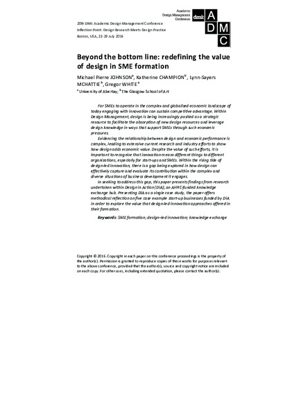 Beyond the bottom line: redefining the value of design in SME formation