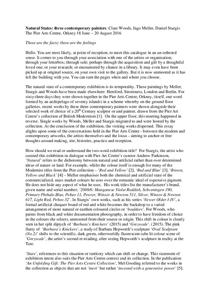 These are the facts; these are the feelings [catalogue essay]