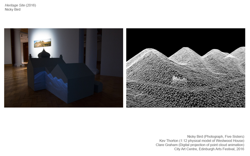 Heritage Site by Nicky Bird. Installation view, City Art Centre, 2016. Digital Still from animation by Clare Graham, 2016.