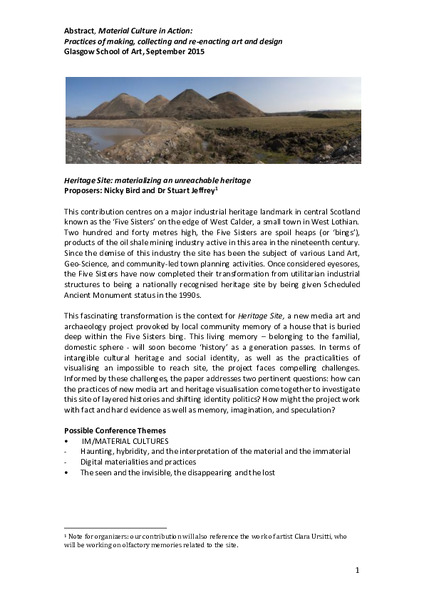 'Heritage Site: visualising an unreachable heritage'