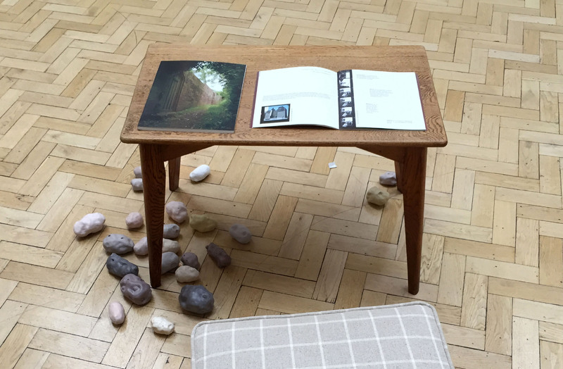 Choir of Potatoes by Oona Grimes, Tracing Echoes and Red Herrings by Nicky Bird: Exhibition image of Tall Tales at Touchstones Rochdale, 2016. Photograph by Elizabeth Wewiora