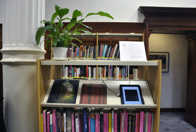 Tracing Echoes, Red Herrings and Gay Interest Beefcake by Nicky Bird: Exhibition image of Tall Tales at Glasgow Womens Library, 2016. Photograph by Elizabeth Wewiora