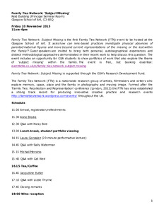 PDF of 'Subject Missing.' Event Information including speakers biographies
