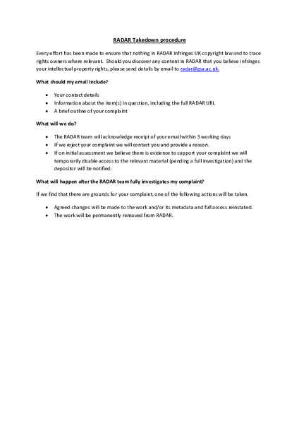 RADAR Takedown Procedure