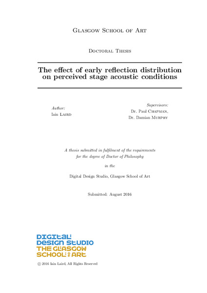 The effect of early reflection distribution on perceived stage acoustic conditions