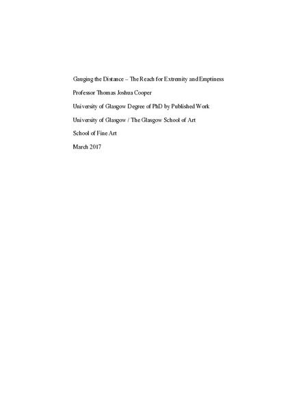 Gauging the Distance - The Reach for Extremity and Emptiness. PhD by Publication