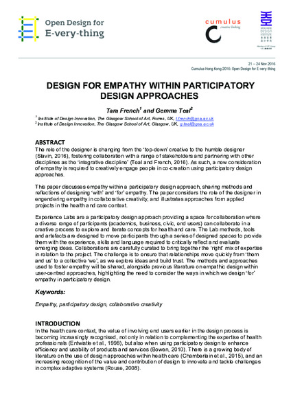 Design for empathy within participatory design approaches