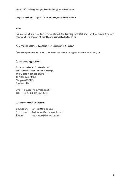 Evaluation of a visual tool co-developed for training hospital staff on the prevention and control of the spread of healthcare associated infections