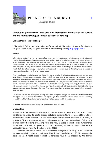 Ventilation performance and end-user interaction: Comparison of natural and mechanical strategies in new-build social housing
