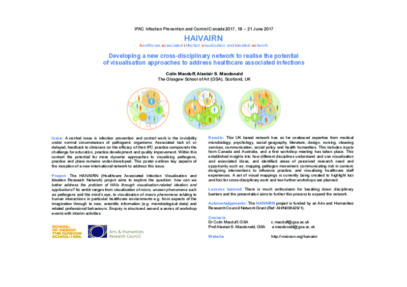 Developing a new cross-disciplinary network to realise the potential of visualisation approaches to address healthcare associated infections