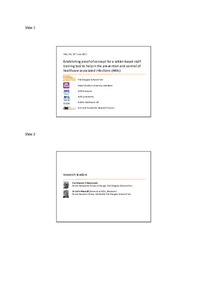 Establishing proof of concept for a tablet-based staff training tool to help in the prevention and control of healthcare associated infections