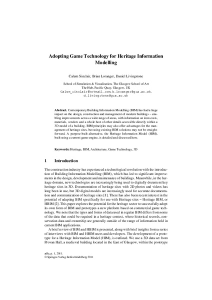 Adopting Game Technology for Heritage Information Modelling