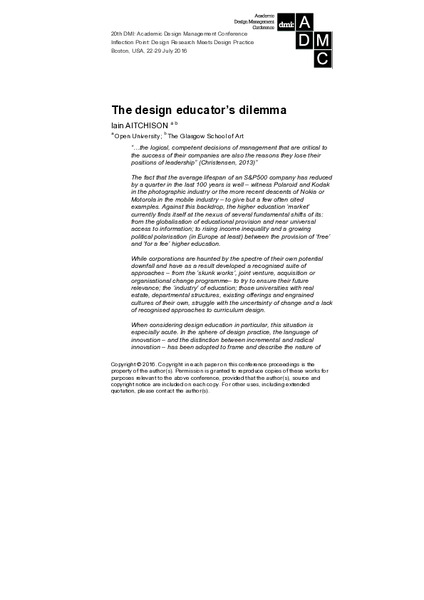 The Design Educator's Dilemma: When Established Institutions Fail to Innovate Their Own Curricula