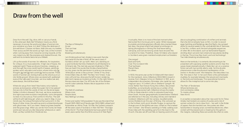 'Draw from the well', catalogue essay for Sam Ainsley solo exhibition, An Tobar Art Centre