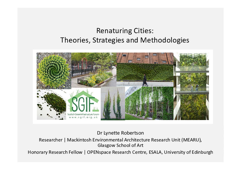 Renaturing Cities: Theories, Strategies and Methodologies [Workshop Presentation]