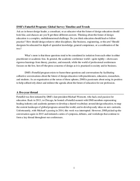 DMI’s FuturEd Program: Global Survey Timeline and Trends