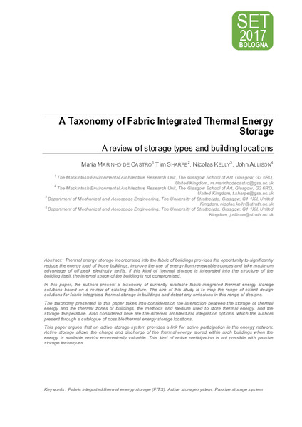 A Taxonomy of Fabric Integrated Thermal Energy Storage: A review of storage types and building locations
