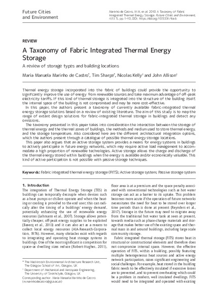 A Taxonomy of Fabric Integrated Thermal Energy Storage: A review of storage types and building locations