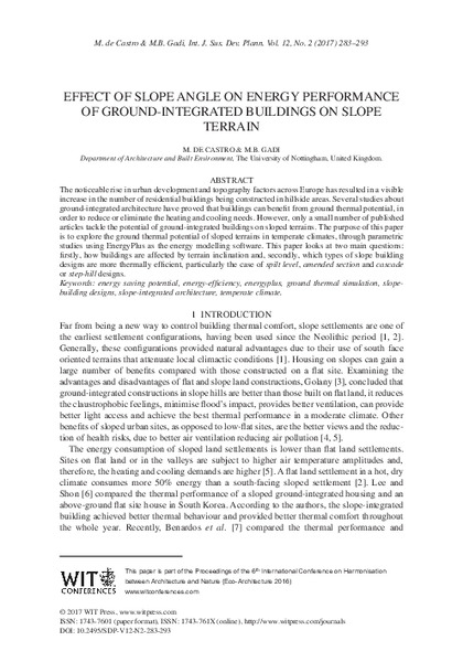 Effect of slope angle on energy performance of ground-integrated buildings on slope terrain