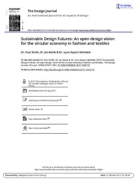 Sustainable Design Futures: An open design vision for the circular economy in fashion and textiles