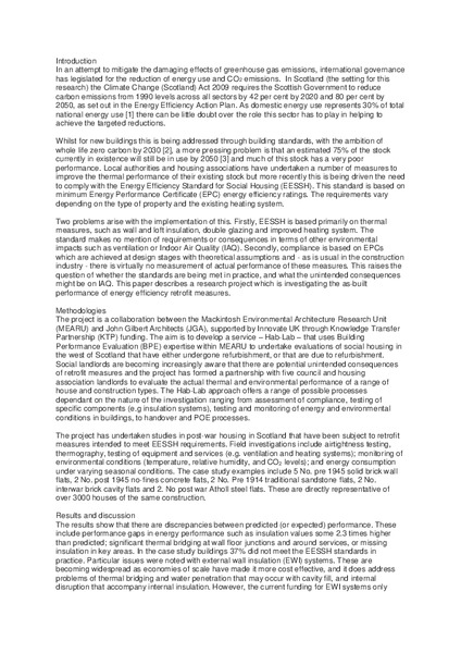 Impacts on Indoor Air Quality of thermally driven housing retrofit projects in Scotland