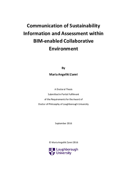Communication of Sustainability Information and Assessment within BIM-enabled Collaborative Environment